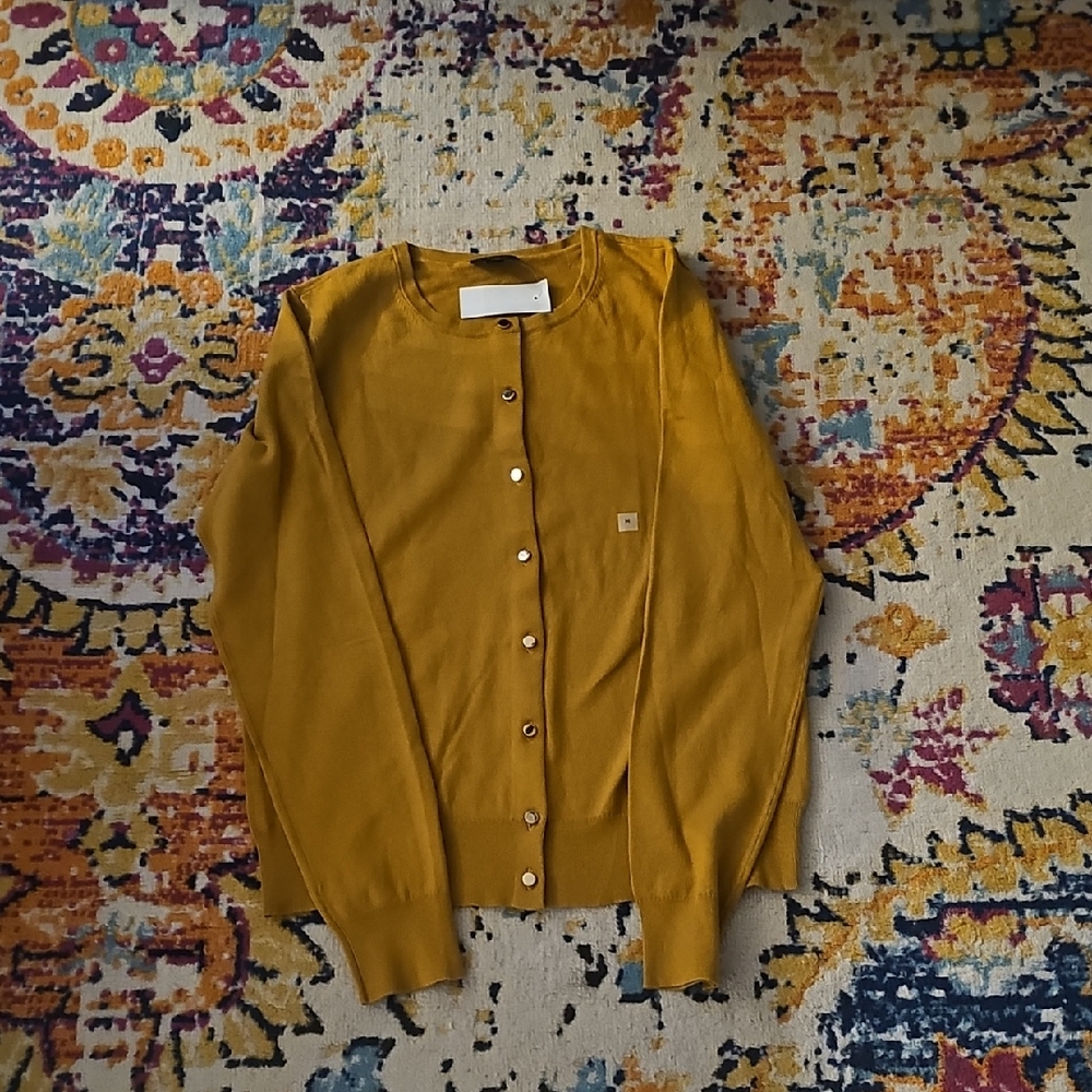 Ann Taylor Mustard Cardigan Sweater
